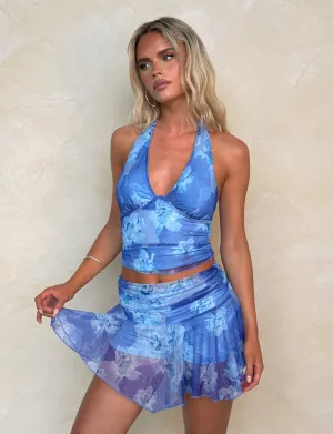 DEVYN MINI SKORT - BLUE MACRO FLORAL Fresh Vibe Limited Quantity