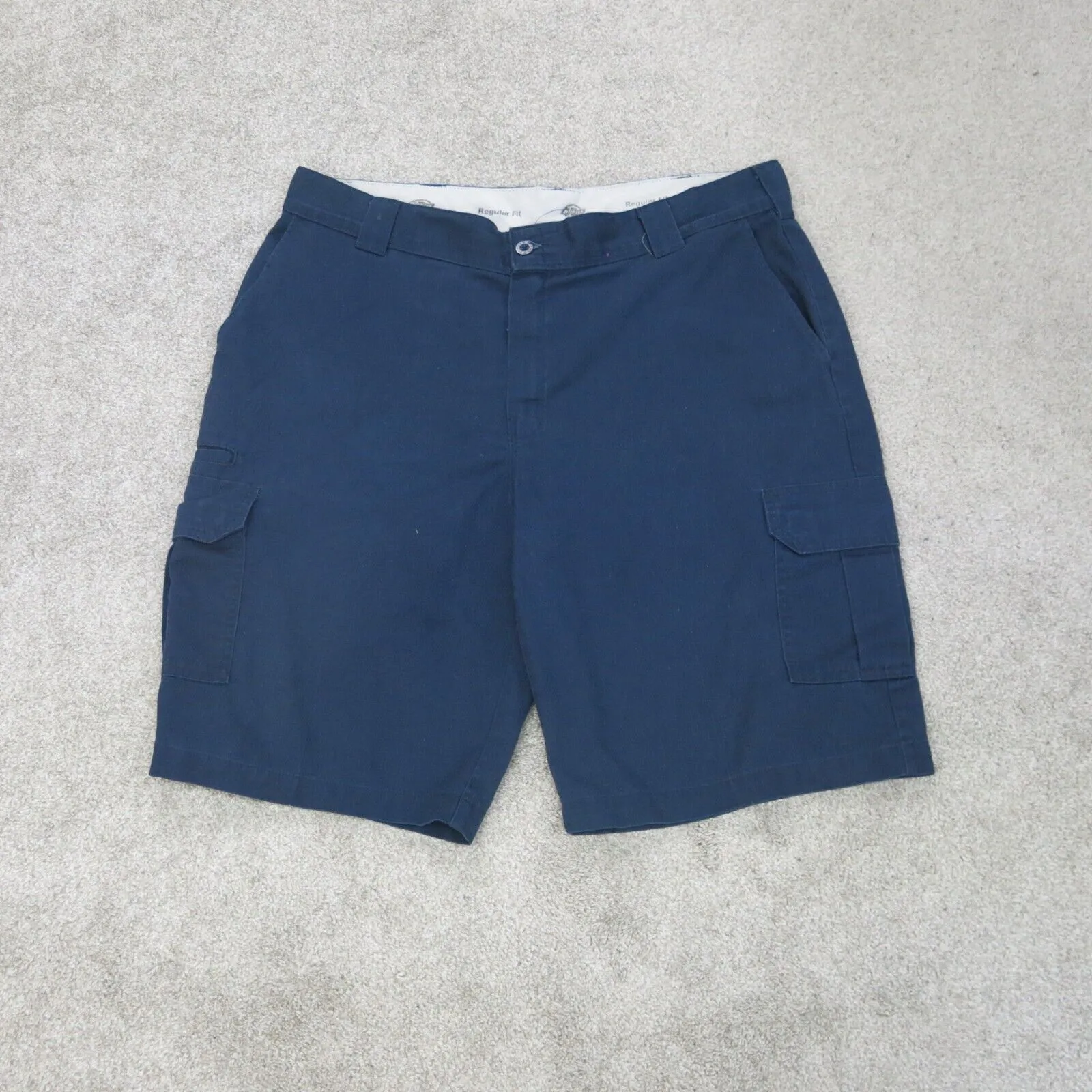 Dickies Shorts Mens 40 Blue Cargo Pockets Outdoors Workwear Casual Flat Front