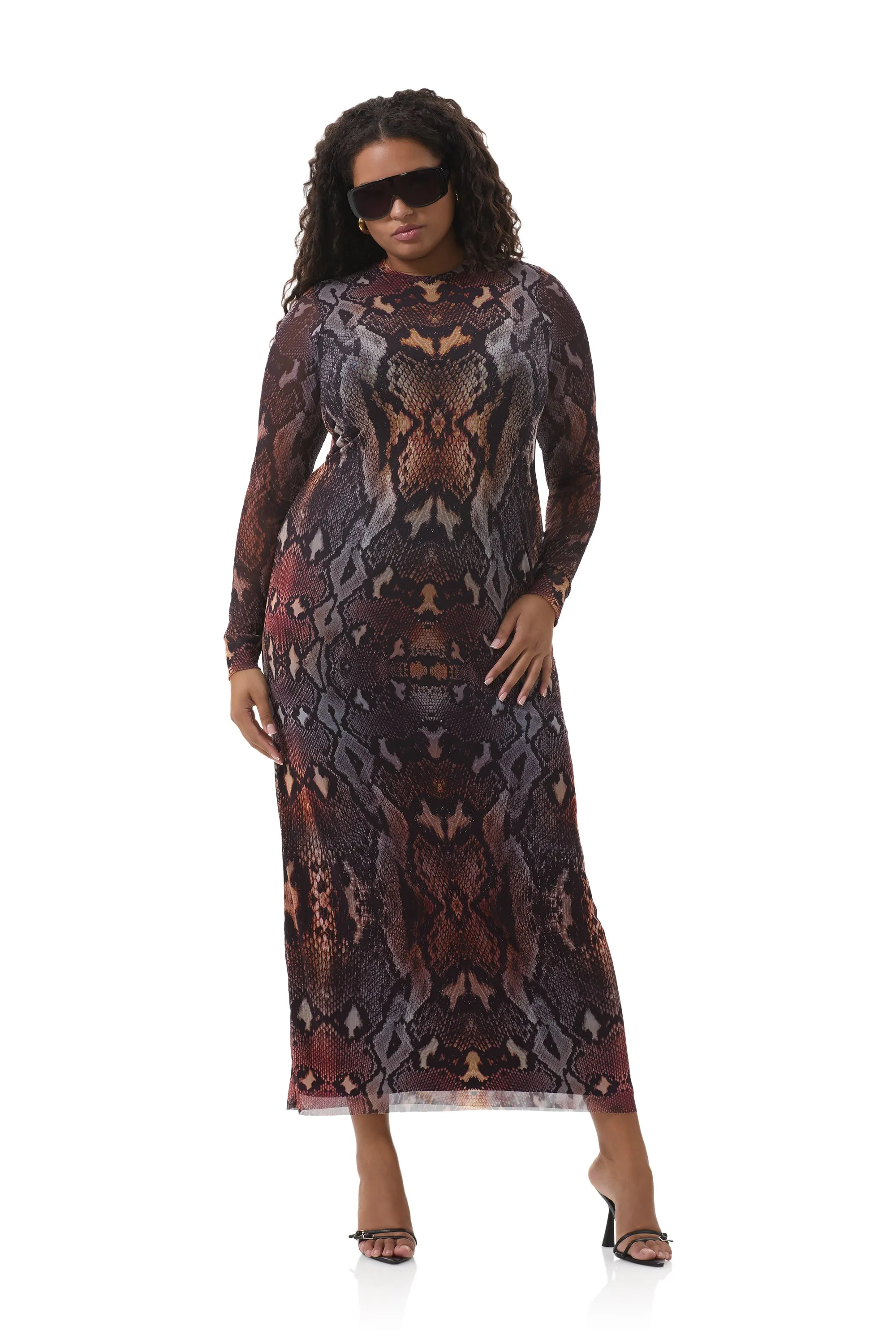 Pure Color Didi Dress - Placed Umber Snake