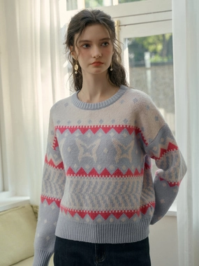 DoubleLayered Hem Technology Eco Certified Fibers ??Final Sale??Kimora Ribbed Round Neck Constrasting Sweater