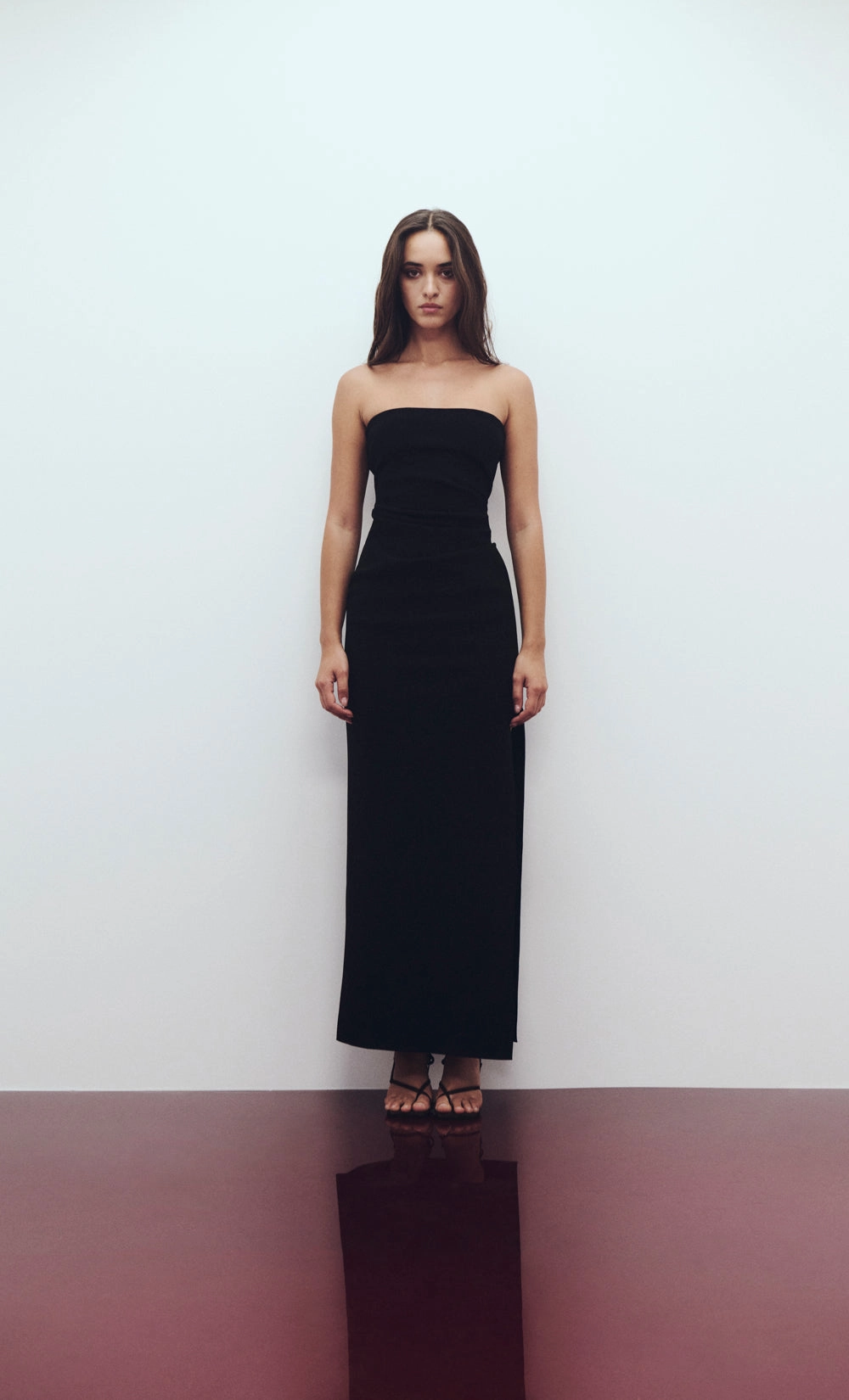 Unique Cut Shine Moment REINA STRAPLESS MAXI DRESS - BLACK