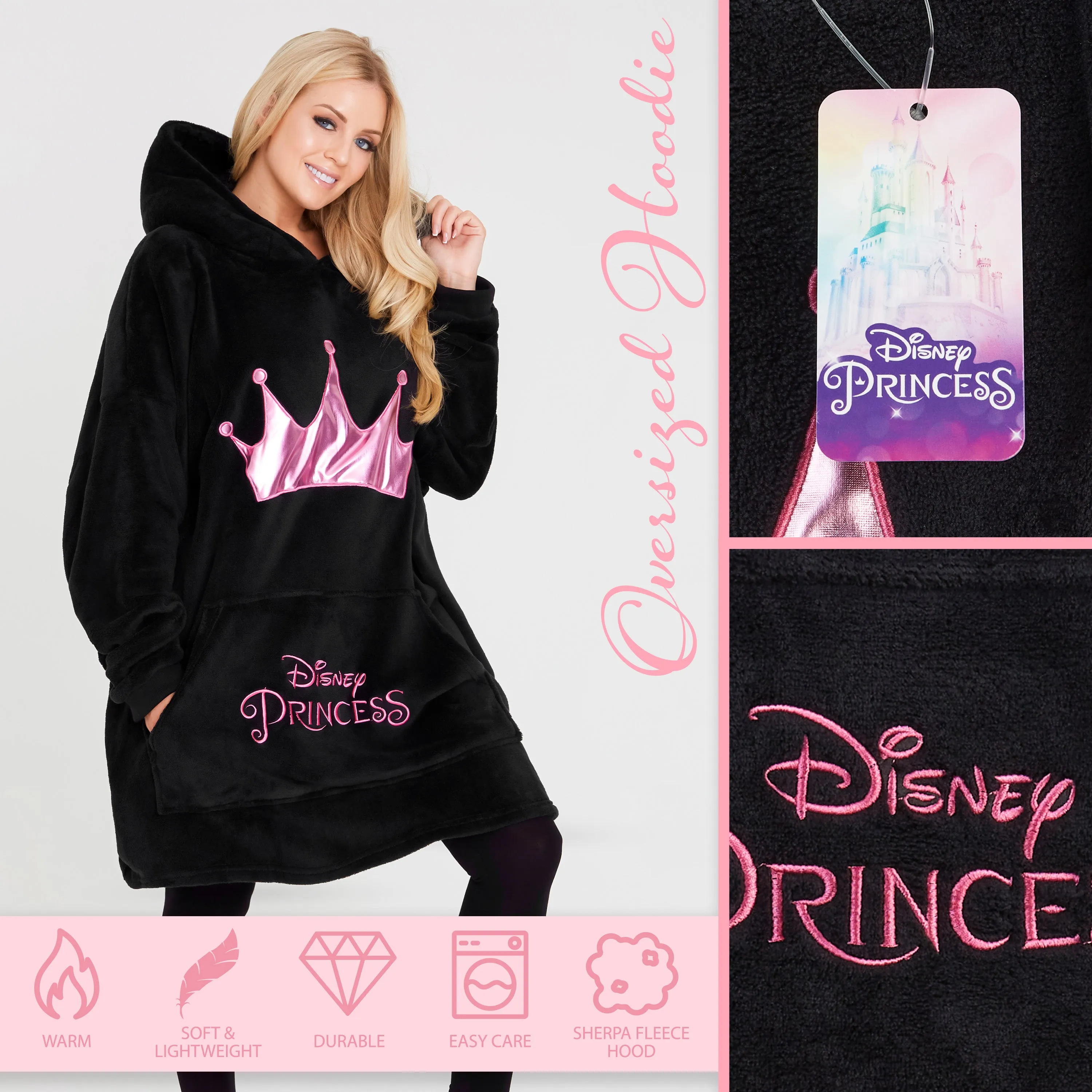 Disney Women's Hoodies, Oversized Blanket Hoodie - Princess