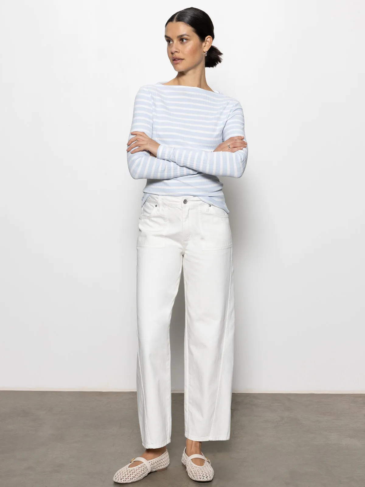 District Column Standard Rise Ankle Jean Bleached White Breath Flex