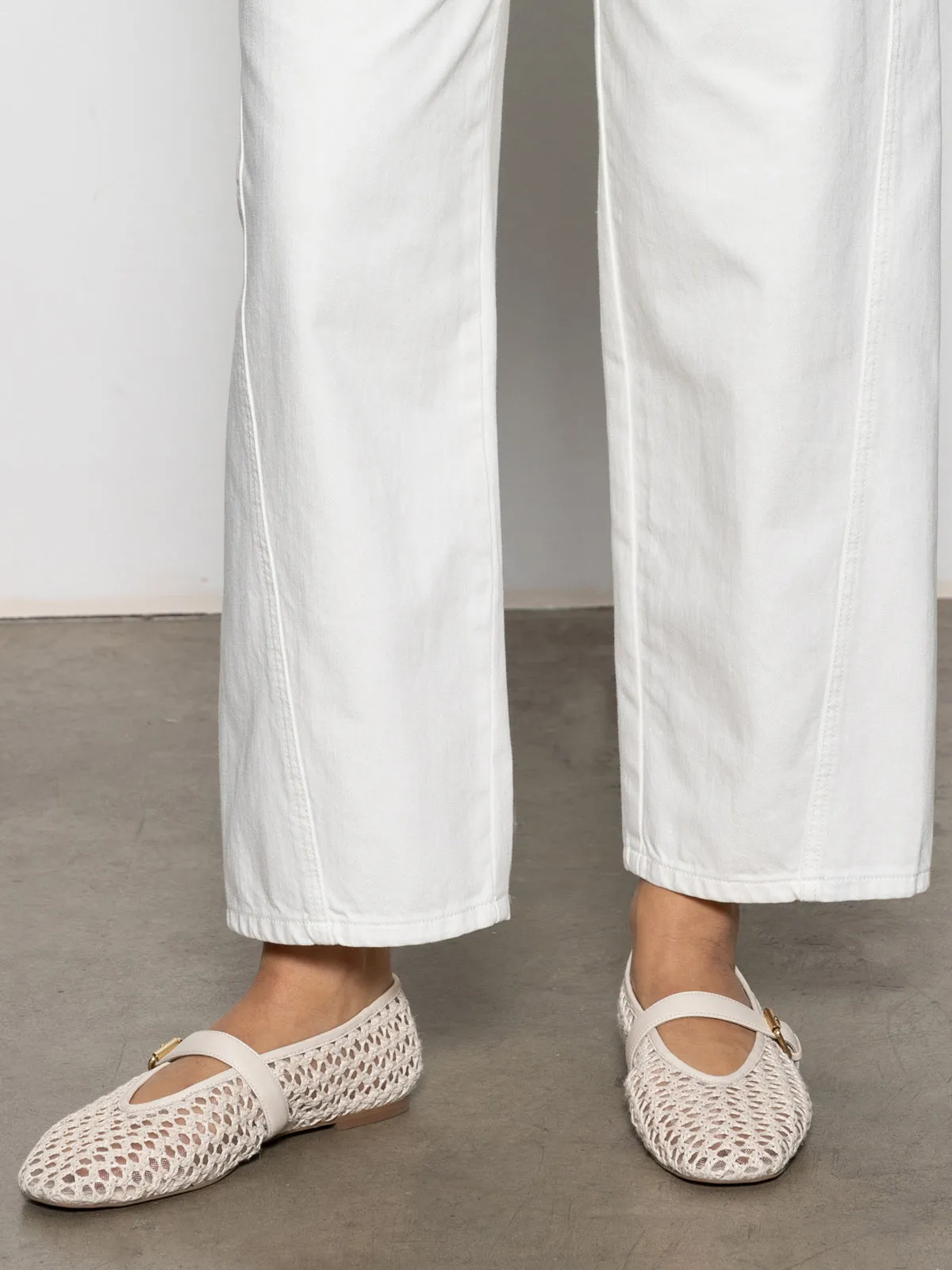 Stretch Fit District Column Standard Rise Ankle Jean Bleached White