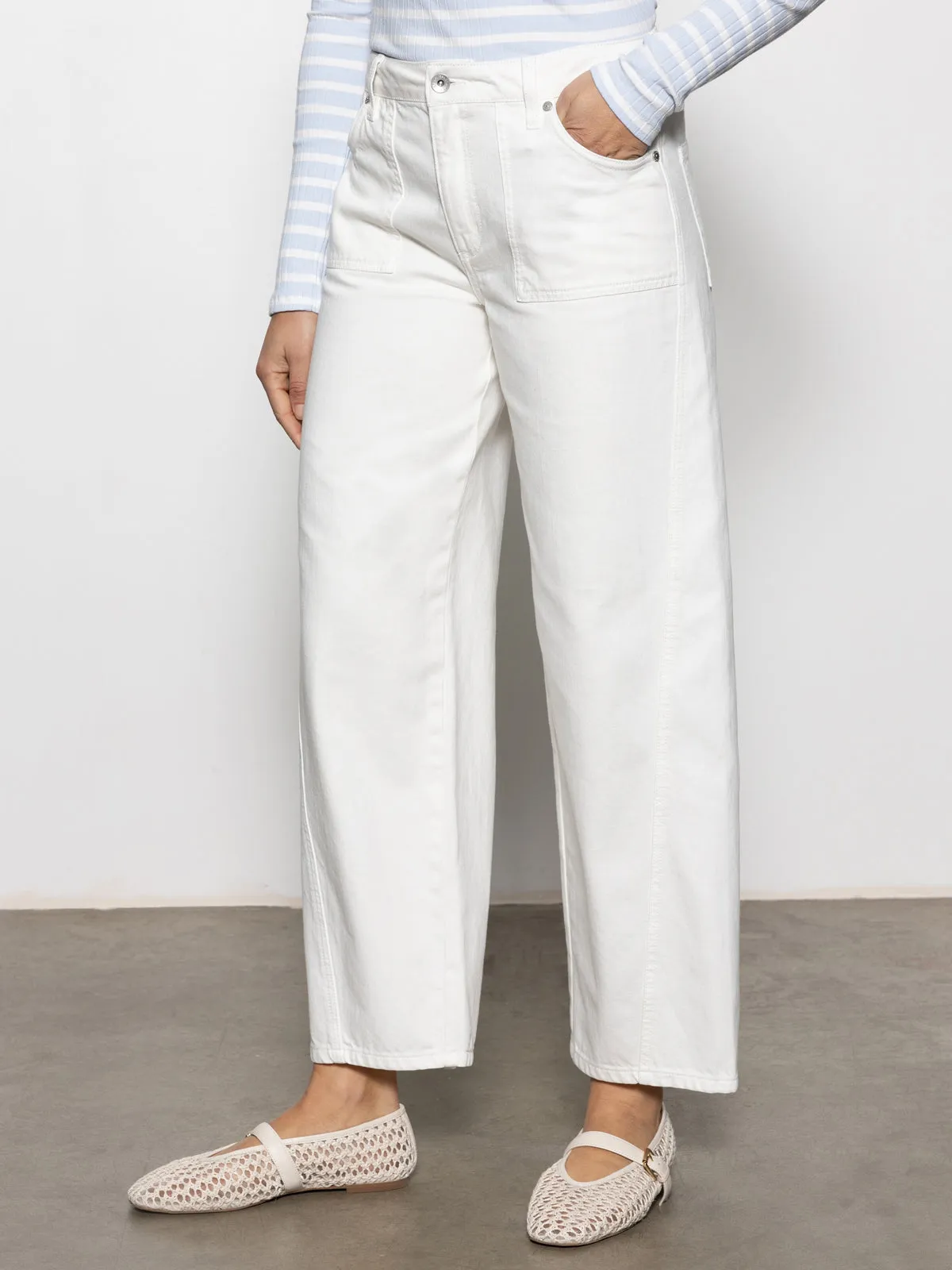 District Column Standard Rise Ankle Jean Bleached White Shape Flex