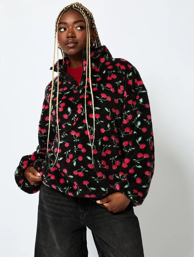 Ditsy Cherry Longline Fleece