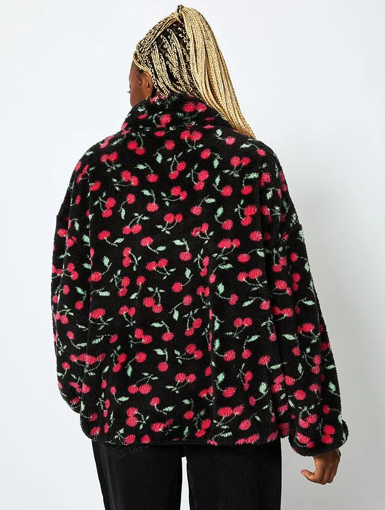 Ditsy Cherry Longline Fleece