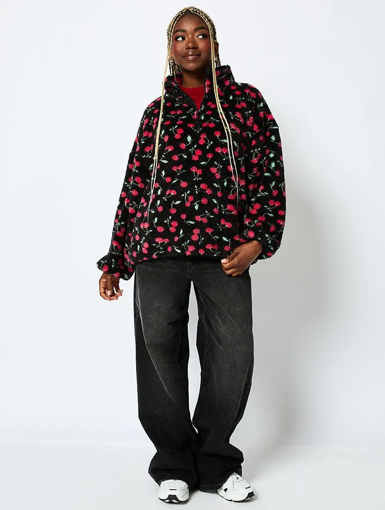 Ditsy Cherry Longline Fleece