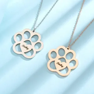 dog name necklace hollow claw love necklace
