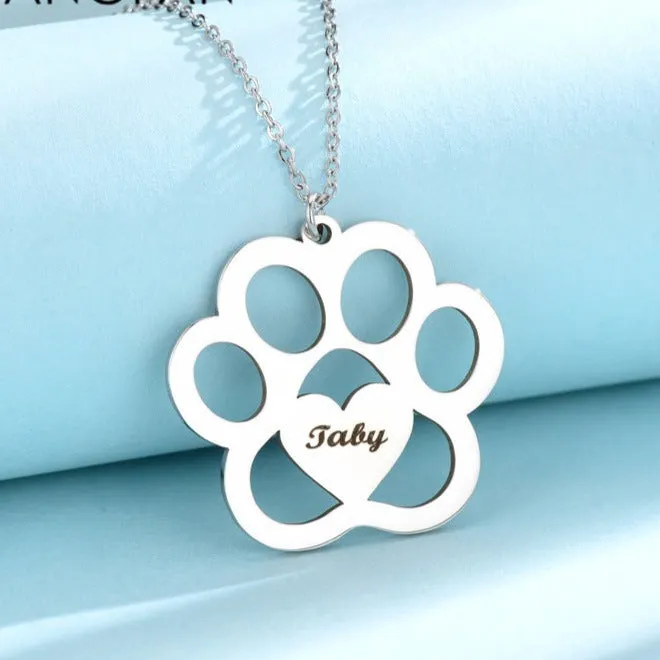 dog name necklace hollow claw love necklace