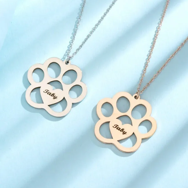 dog name necklace hollow claw love necklace