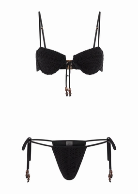 Contrast Stitching LowProfileZipperSystem Dolce Vita Bikini Bottom | Noir Crochet