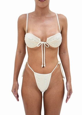 Formal Shirt Water Repellent Coating Dolce Vita Underwire Bikini Top | Beige Crochet