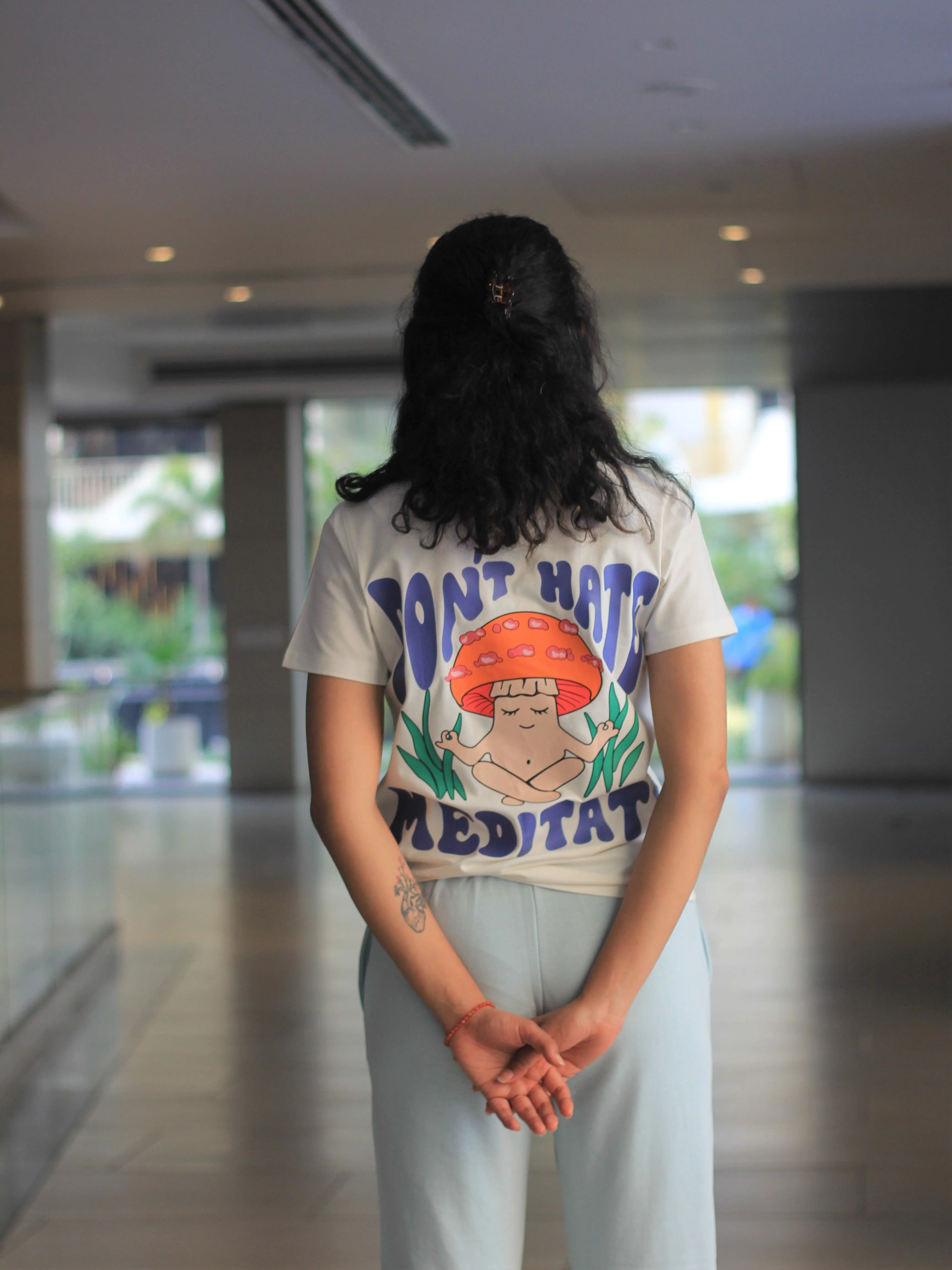 Don't Hate Meditate : Burger Bae Oversized  Tee For Men and Women