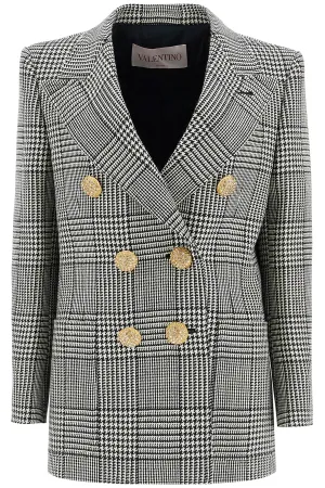 double-breasted pied de poule wool bl 6B3CE40090U AVORIO/NERO