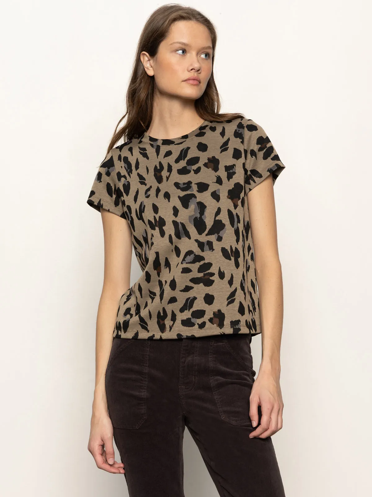 Cozy Essentials Double Knit Perfect Tee Winter Leopard