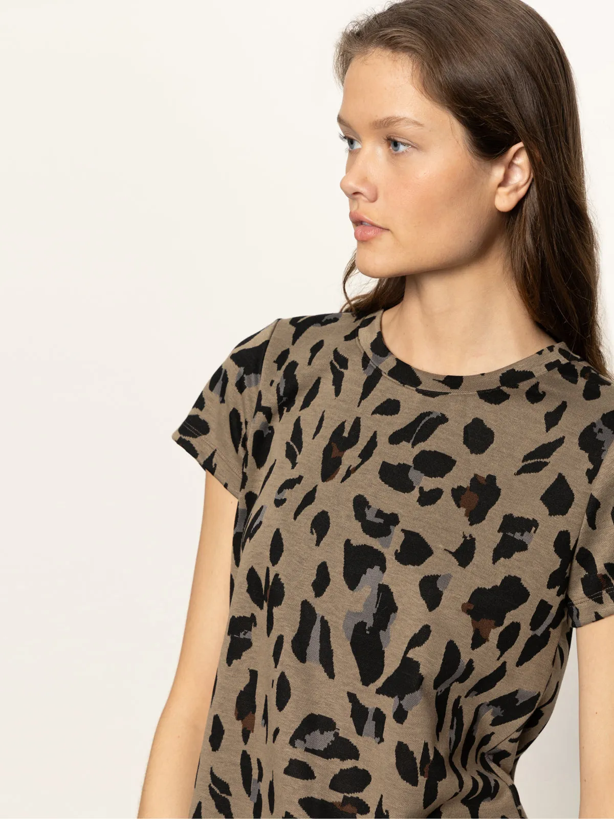 Double Knit Perfect Tee Winter Leopard Daily Comfort Organic Cotton Blend