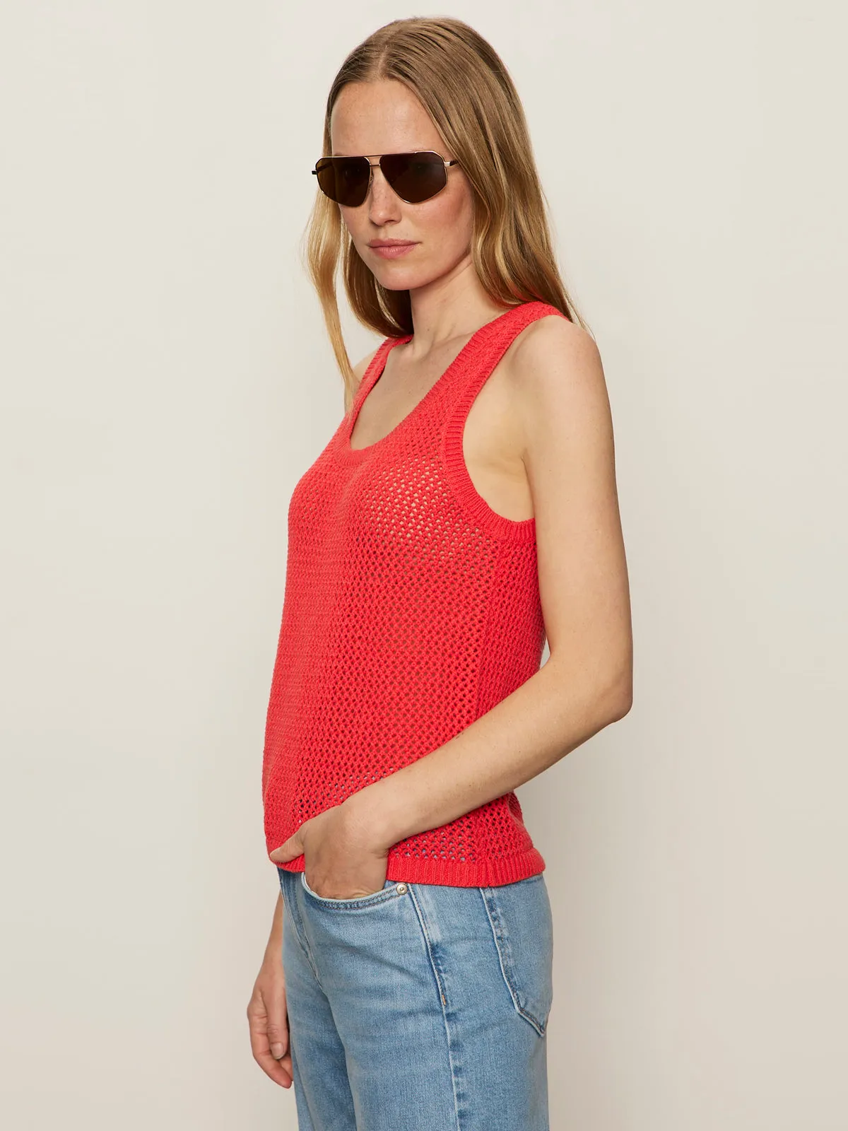 Odor Resistant Material Effortless Wear Mesh Stitch Shell Sweater Cayenne
