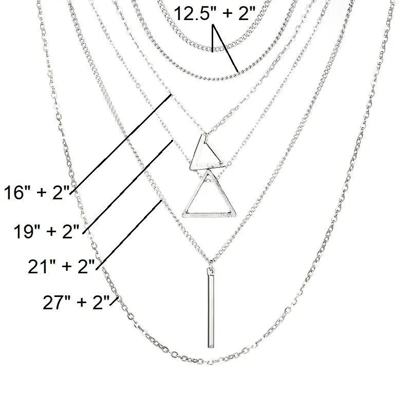 Double Triangle Multilayer Necklace | CozyCouture®