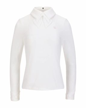 Soft Brushed Finish Double chiffon ribbon collar T-shirt - Ivory
