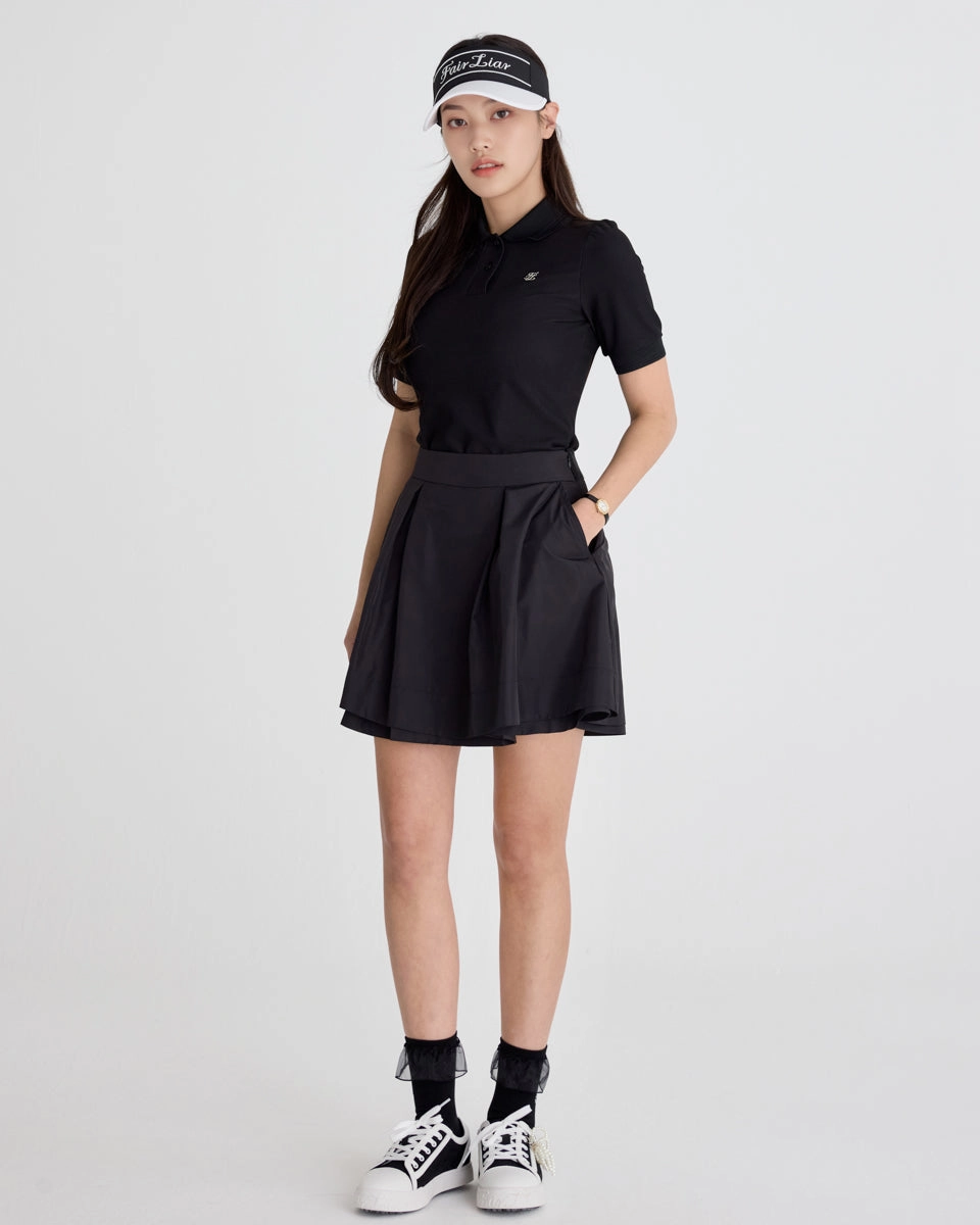 Reinforced Hems double layer flared skirt - Black