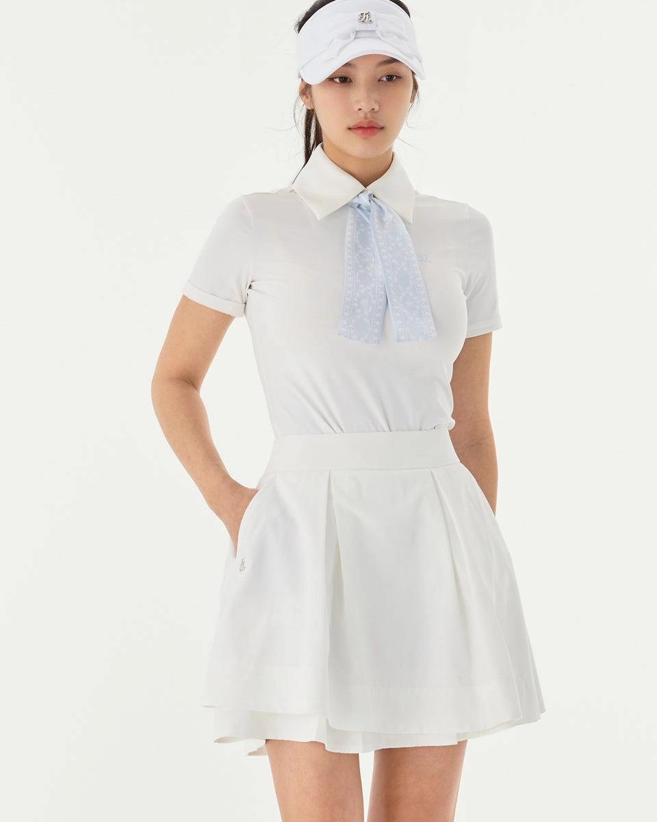 double layer flared skirt - White Velvet Finish Jewel Tones