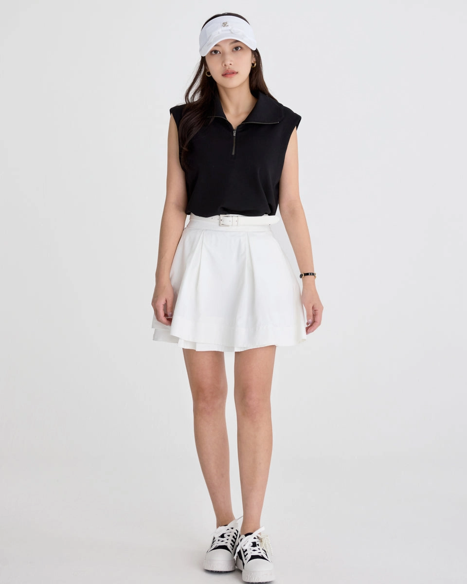 double layer flared skirt - White Texture Play