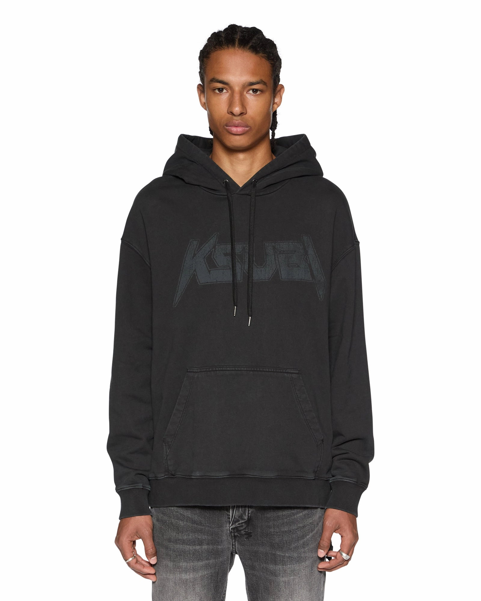 Adjustable Hemline Sporty T-shirt ELECTRIC BIGGIE HOODIE OLD BLACK