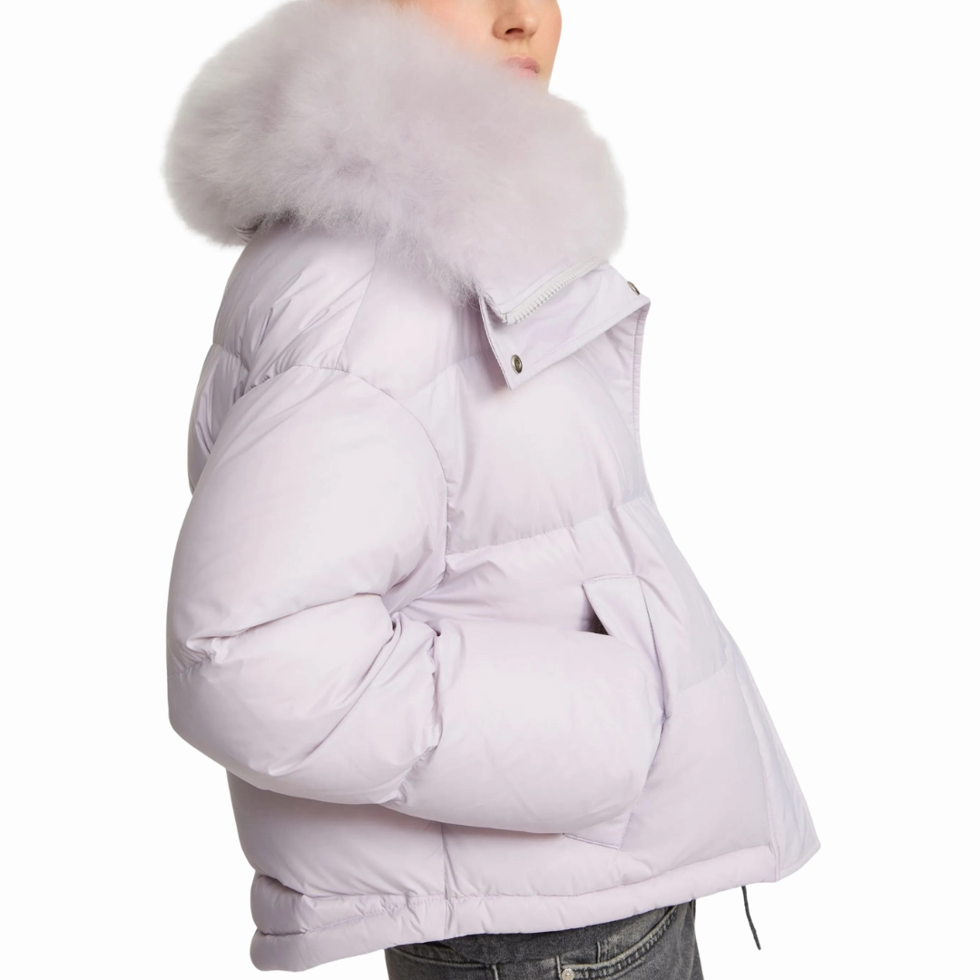 Adjustable drawstring Cold Weather Lilac Short Down Jacket