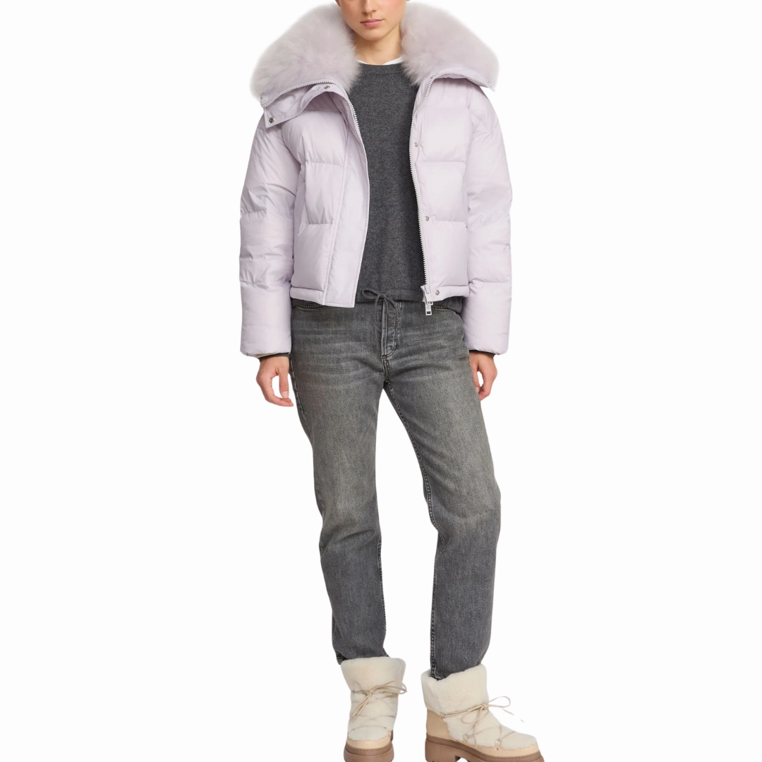 Scratch Resistant Zippers Lilac Short Down Jacket
