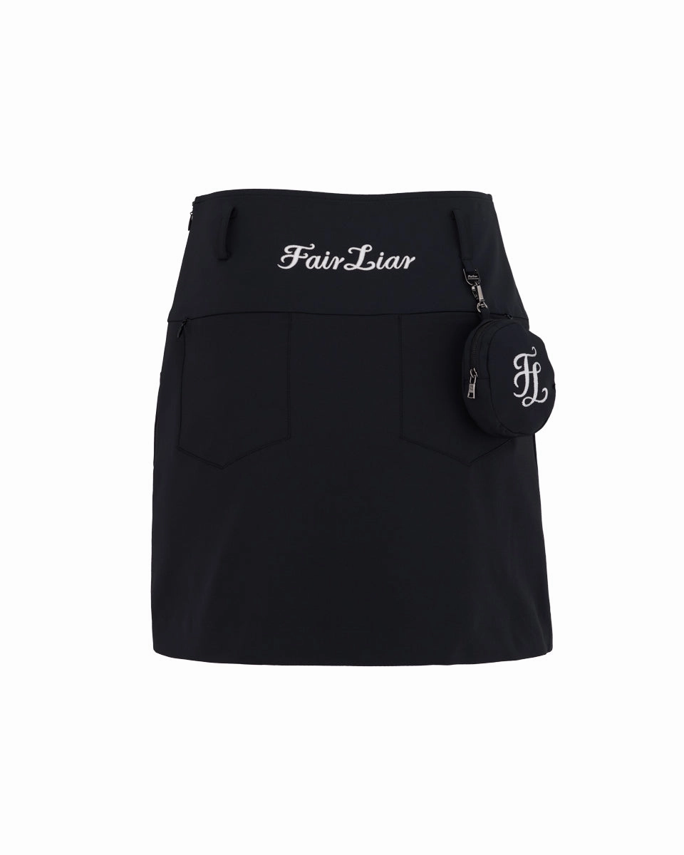 Road Trip High waist ball pocket H-line skirt - Black