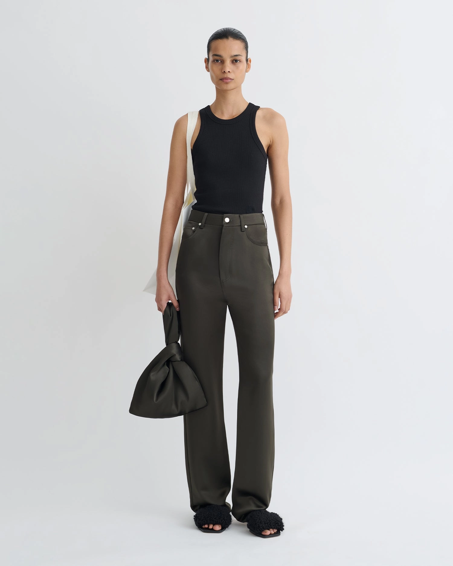 Tita - Slip Satin Pants - Dark Green Comfy Look Minimalist Look