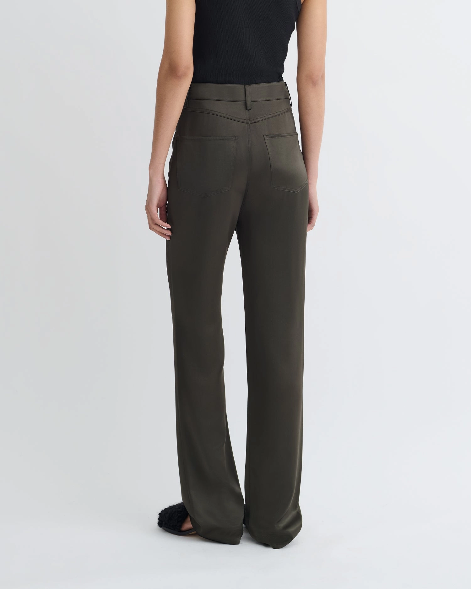 Neutral Fit Flexibility Built-In Tita - Slip Satin Pants - Dark Green