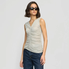 Saleha Ruched-Front Sleeveless Tank Athletic Look