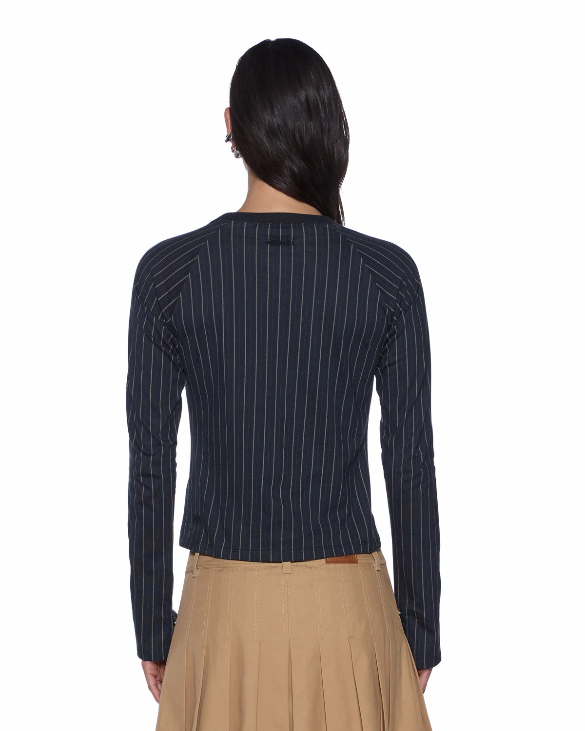Sporty Tee Relaxed Tee PORTER LS TOP BLACK PINSTRIPE