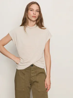 Draped Sleeveless Mock Neck Top Mother Of Pearl Tagless Neckline