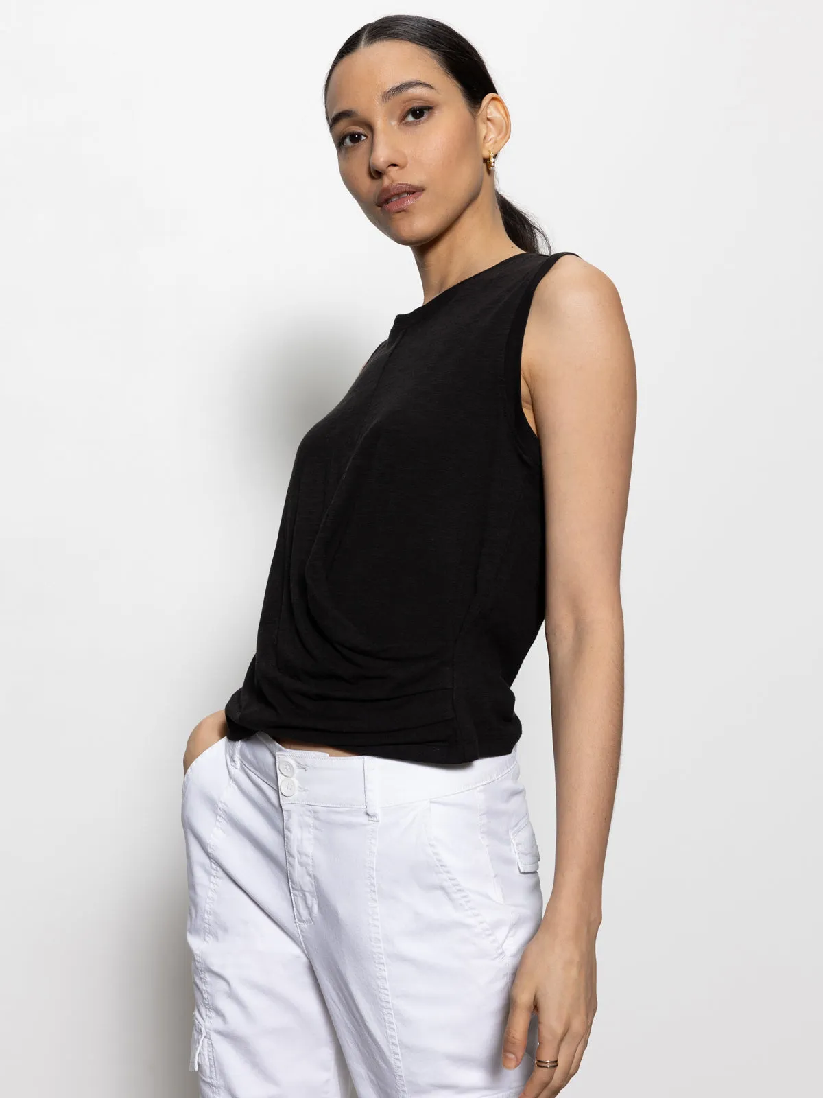 Draped Tank Black Casual Vibes