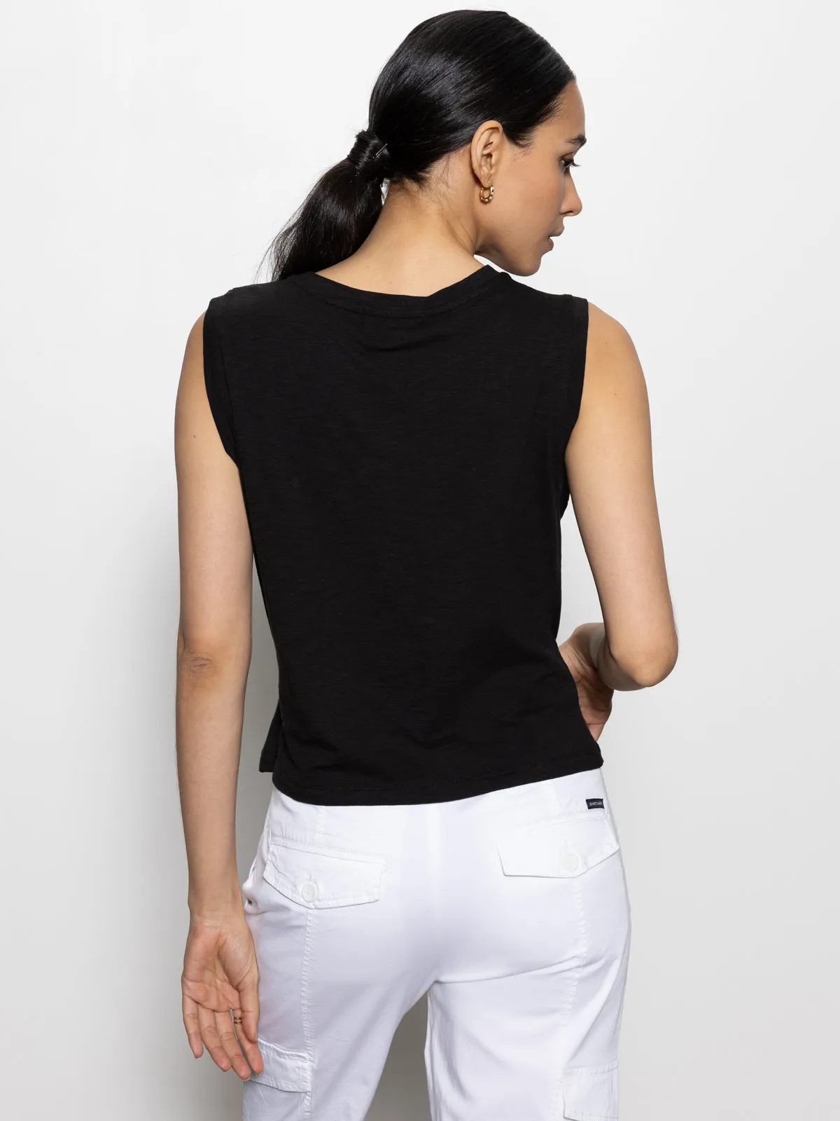 Smooth Seam Technology Draped Tank Black