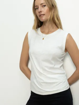 SeamlessConstruction Summer Fashion Draped Tank White