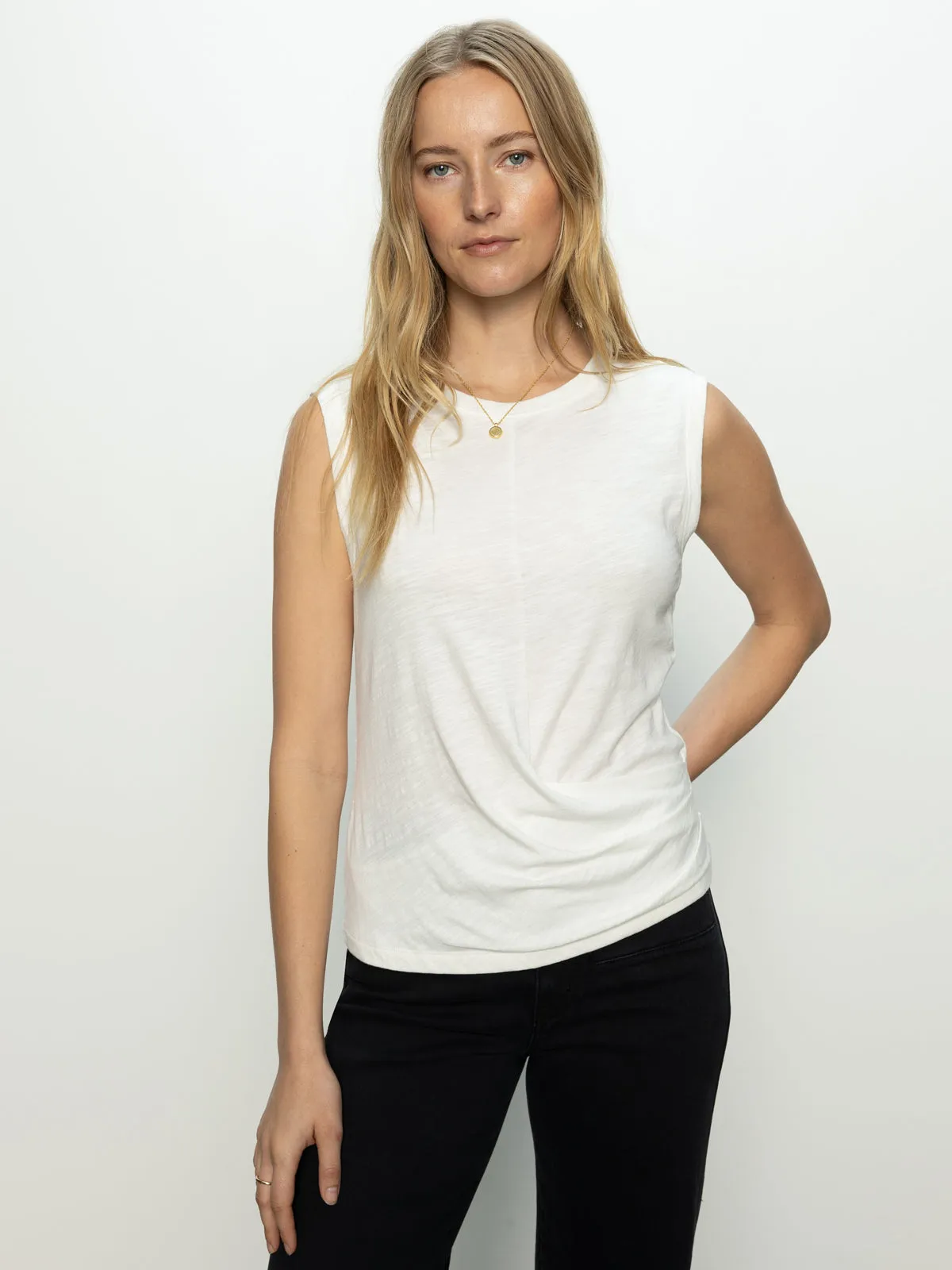 Heat Transfer Printing EcoFriendly Dye Draped Tank White