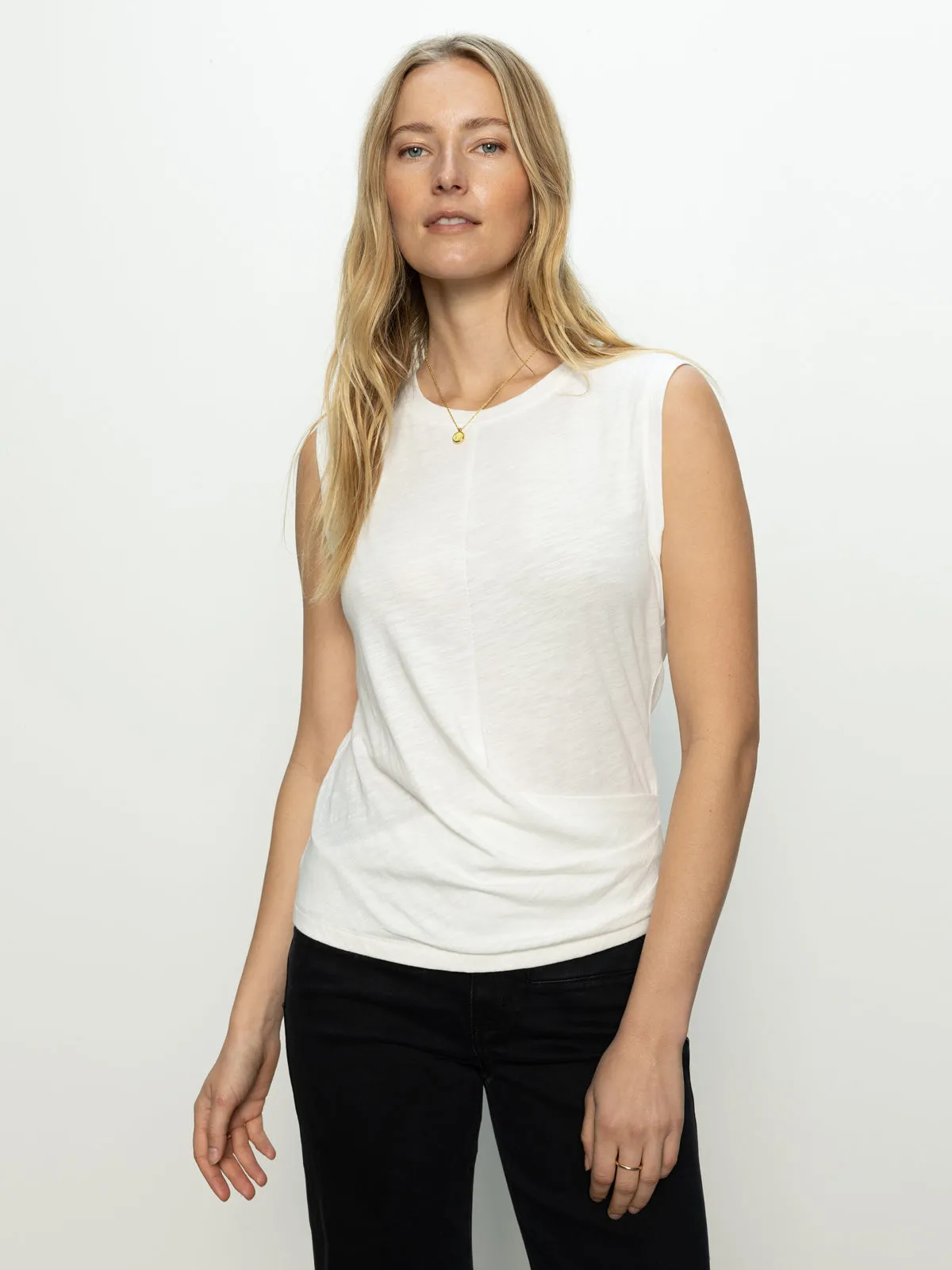 Draped Tank White Performance Fit