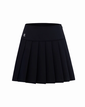 Fair Liar Performance Pleated Skirt - Black Linen Cotton Mix