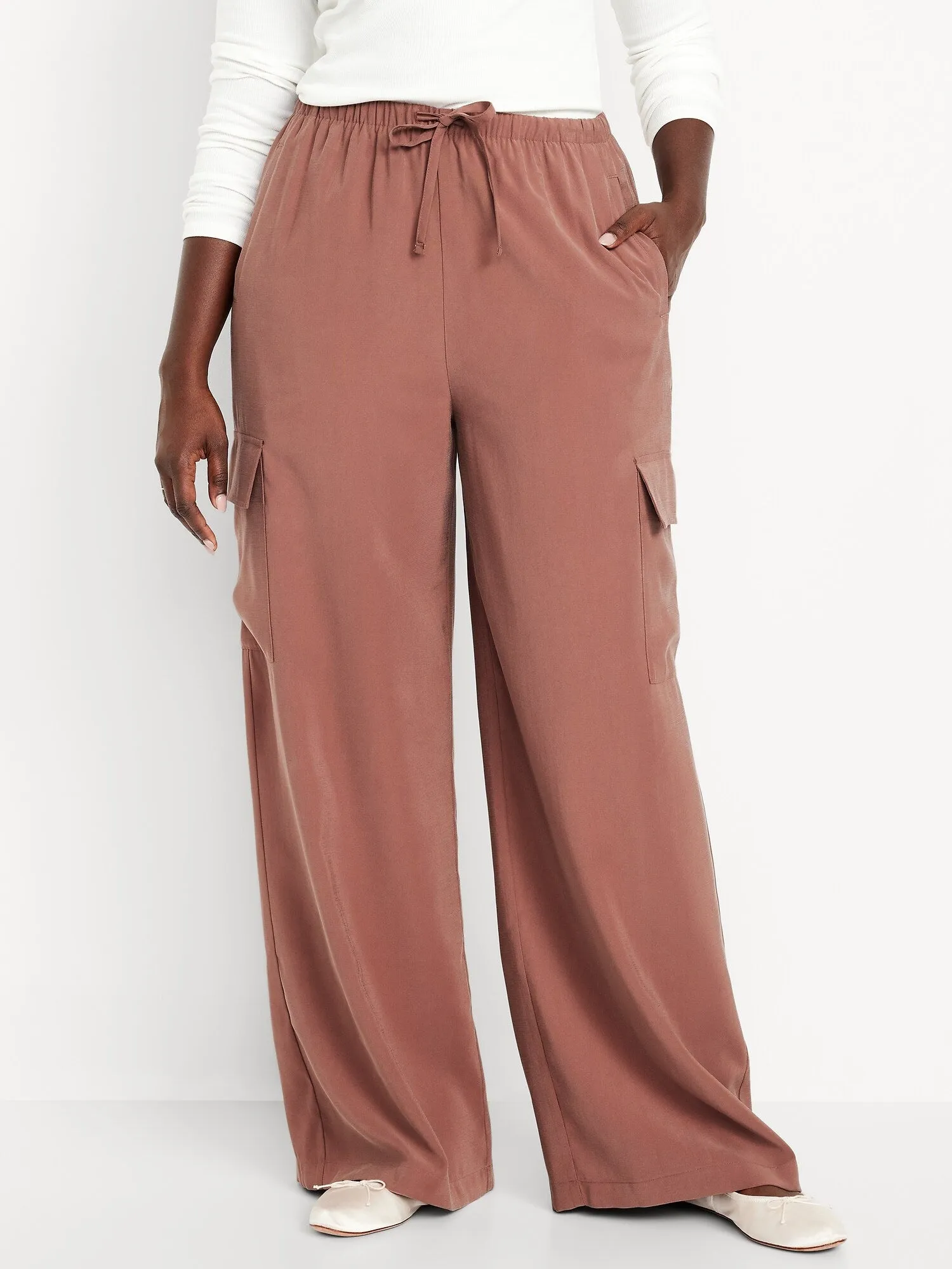 Drapey Cargo Super Wide-Leg Pants