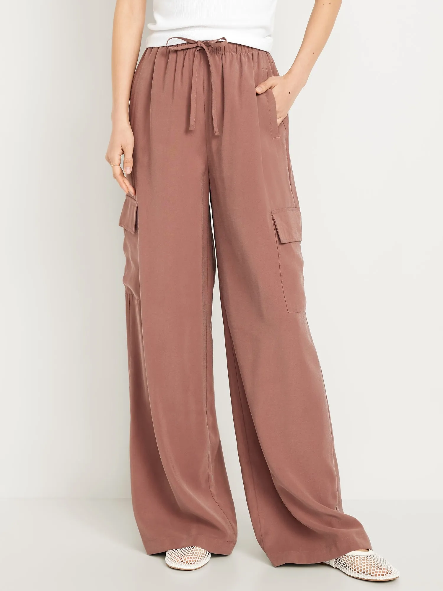 Drapey Cargo Super Wide-Leg Pants