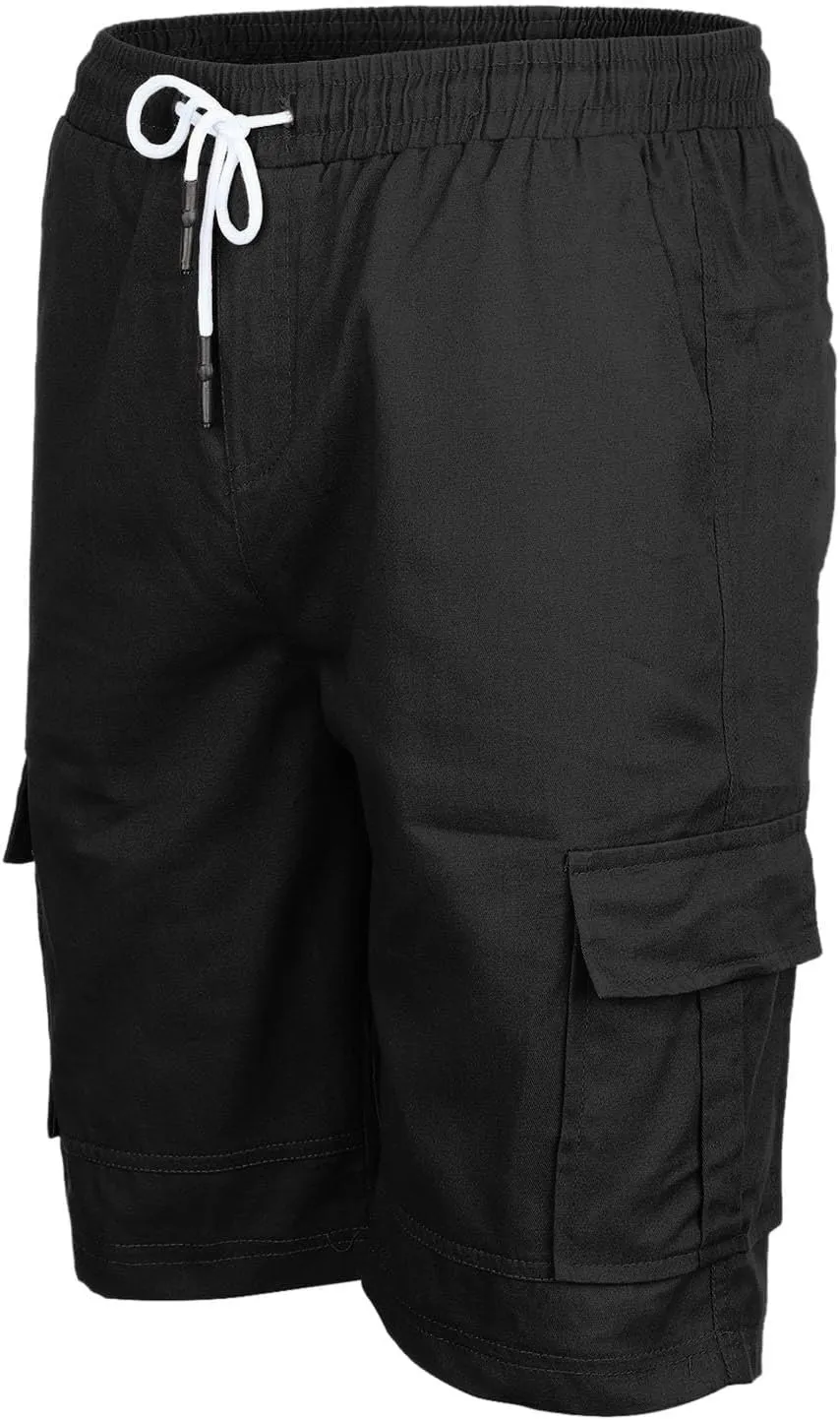 Drawstring Cargo Shorts for Men Elastic Waist Shorts Casual Cotton Shorts Summer Lightweight Shorts with Pockets