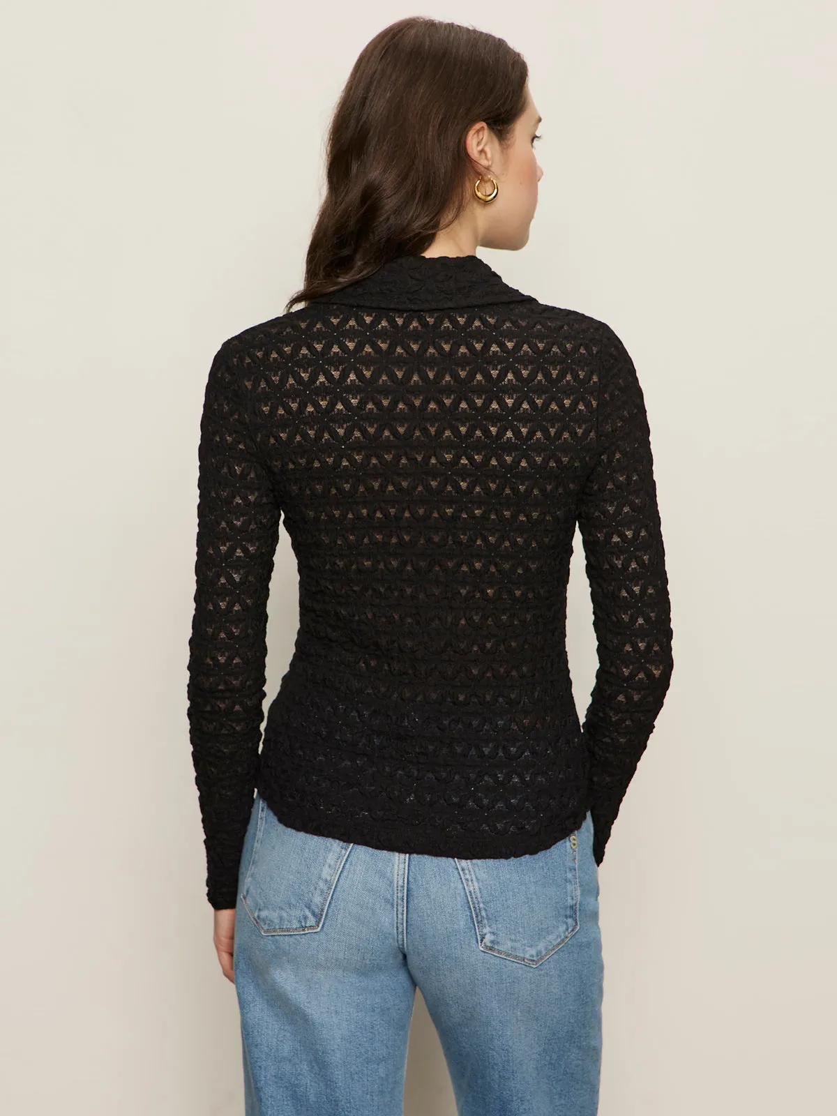 Dreamgirl Lace Button Up Top Black SlimFitDesign
