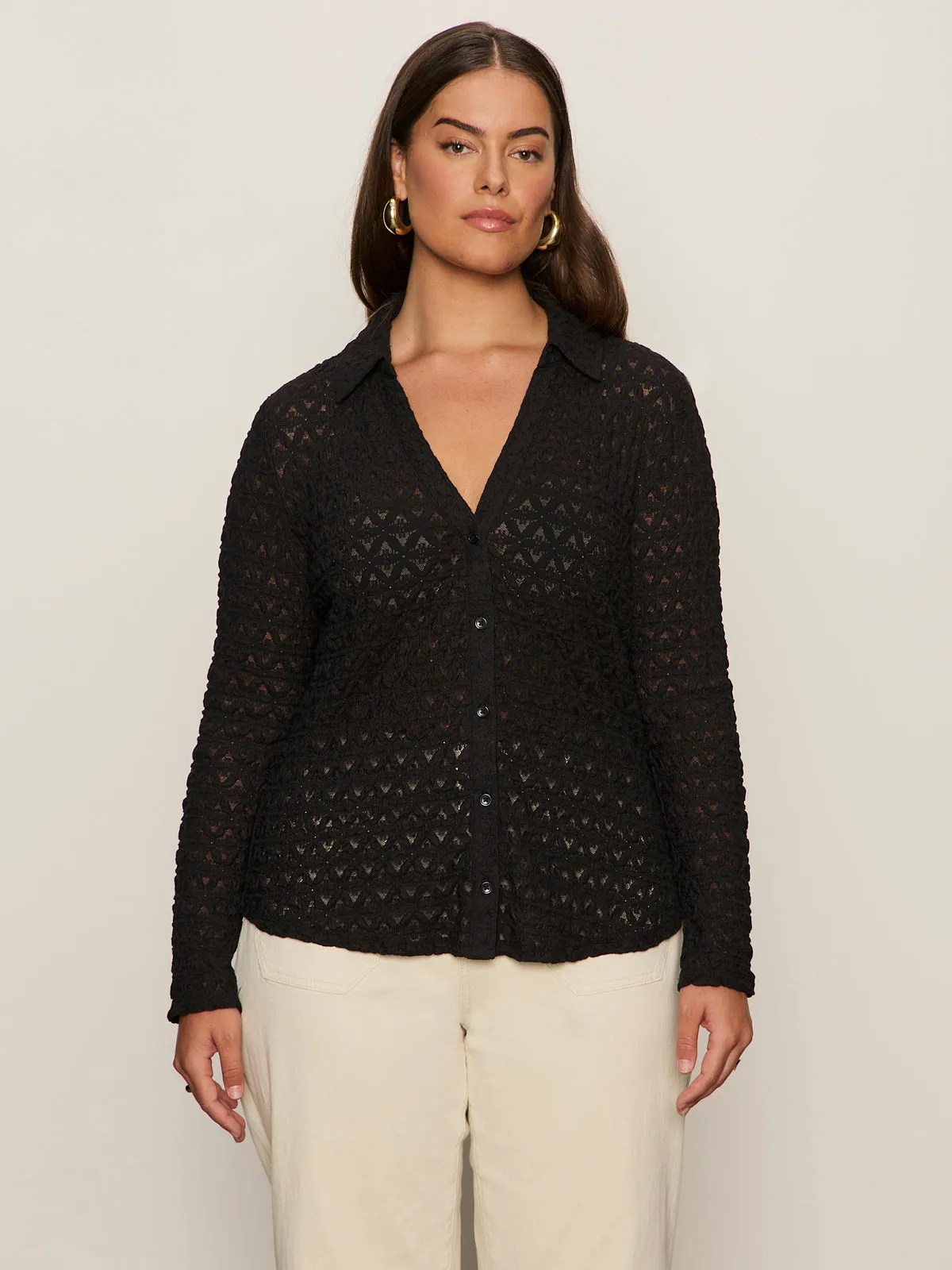 Weekend Wear Multi Directional Stretch Dreamgirl Top Black Extended Sizing