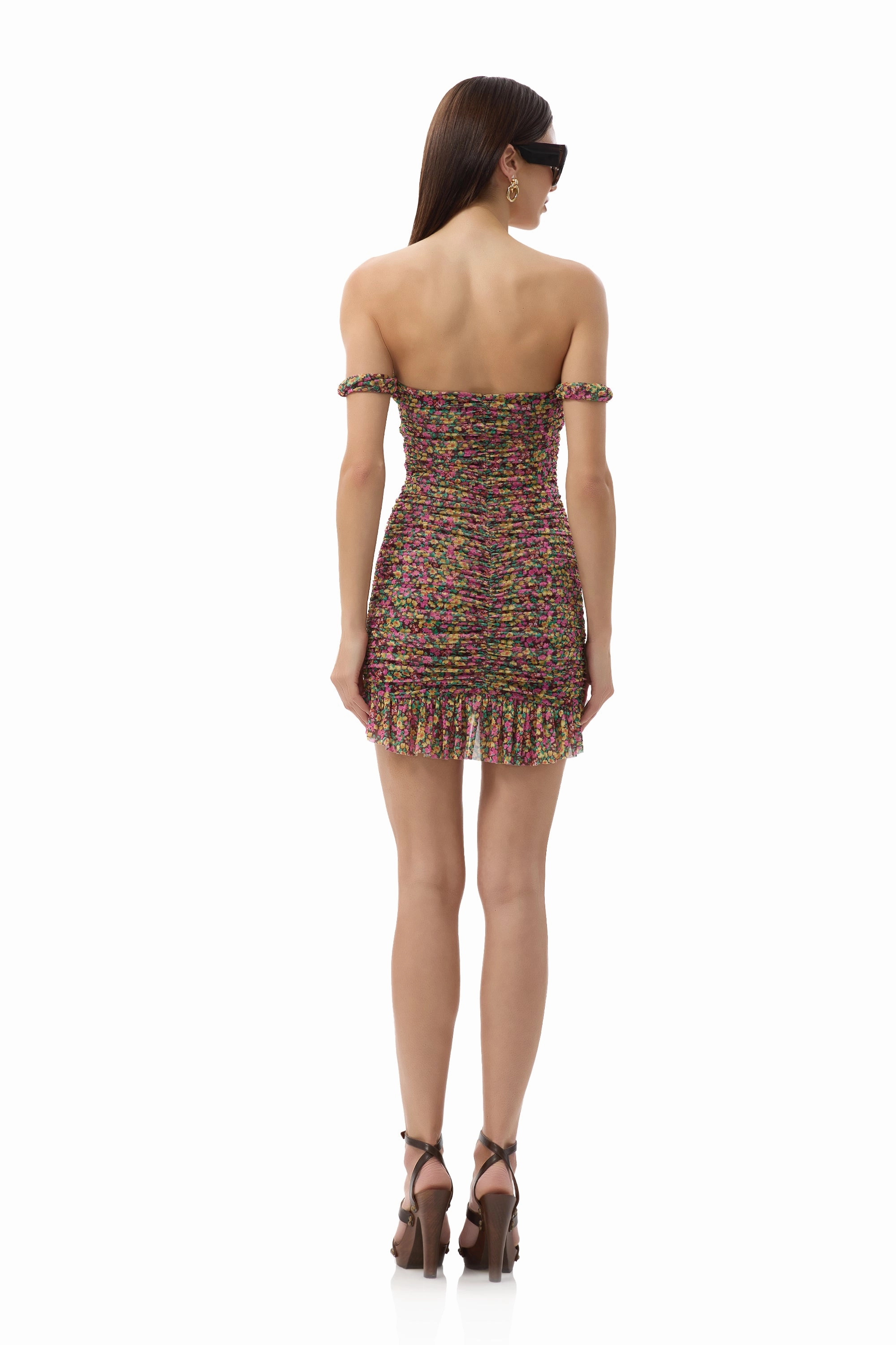 Cool Texture Tolia Dress - Maroon Ditsy