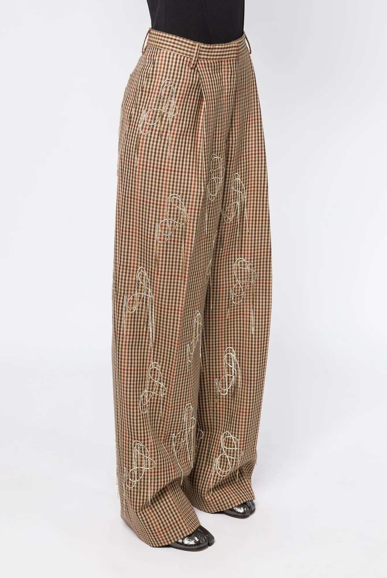 Dries Van Noten Porter Embroidered Pants in Rust