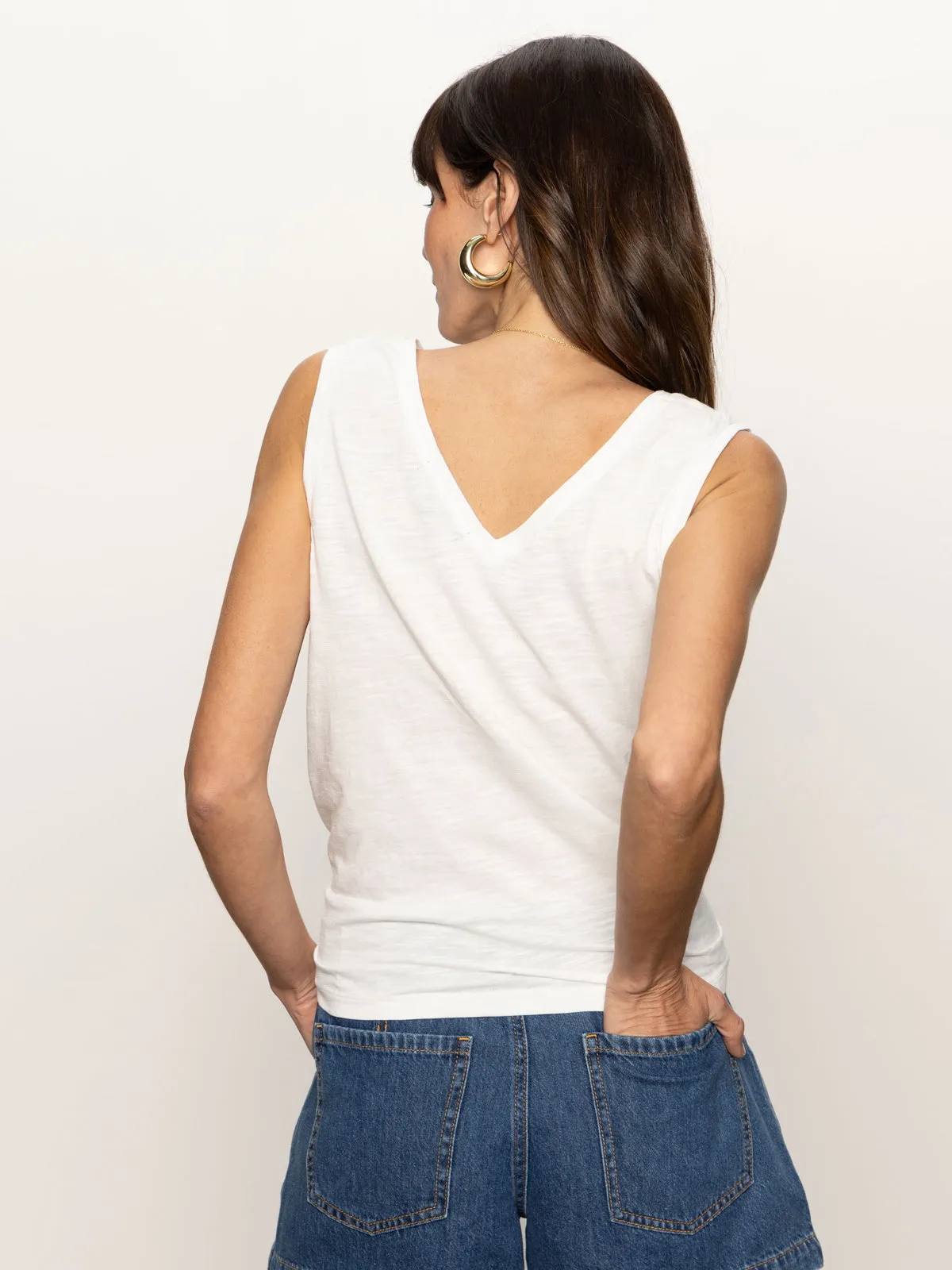 LowImpactDye Quick Dry Fabric V-Neck Tie Tank White